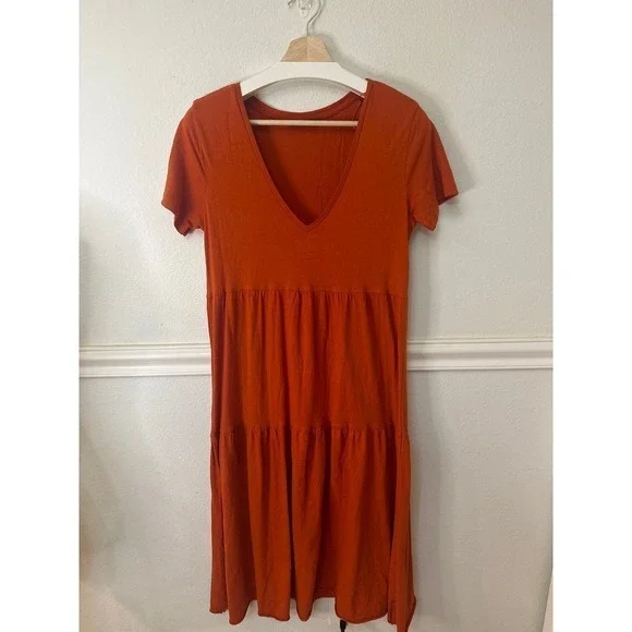 Zara Tiered Maxi Dress, Dark Orange, womens medium - Picture 2 of 8